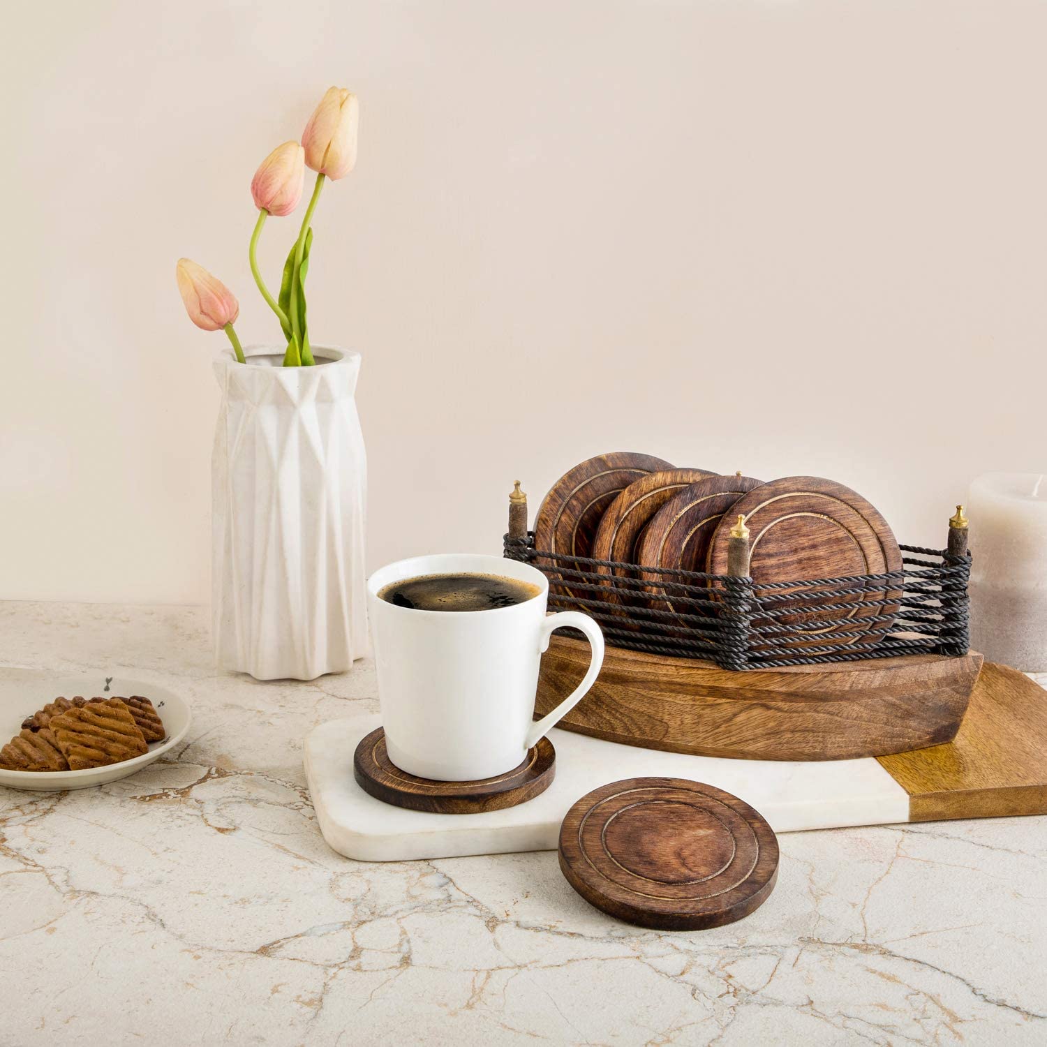 Modern Wooden Coasters | Set of 6